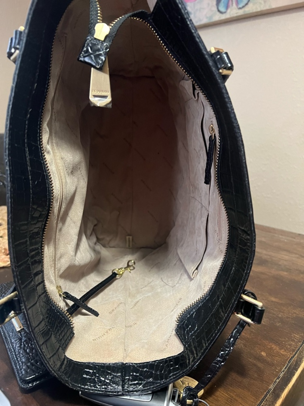 Brahmin Ezra Black Melbourne Tote with Matching Wallet - Picture 12 of 14
